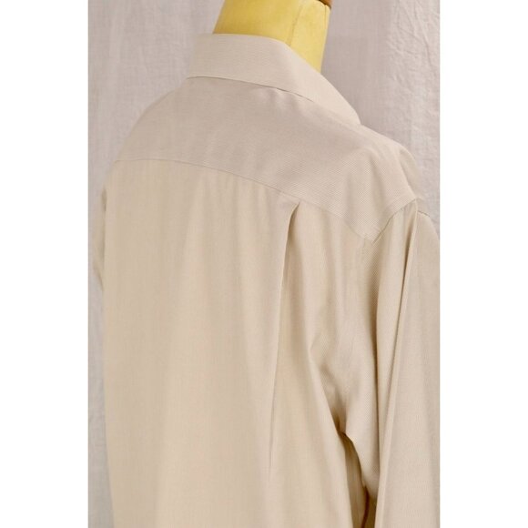 Jos A Bank Travelers Collection Men Tailored Fit Shirt Tan Pinstripe 16.5 32 VTG - Picture 9 of 12